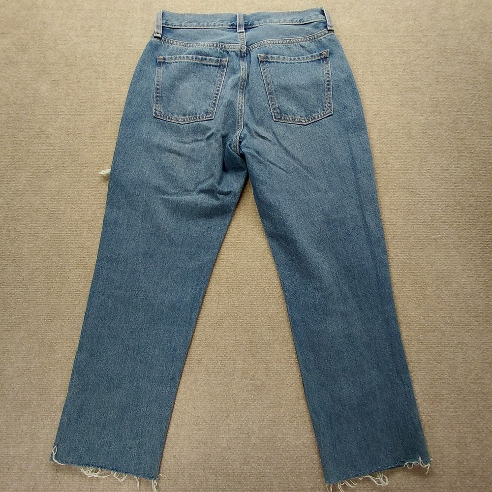 Old‎ Navy High Rise Slouchy Straight Crop Jeans Womens Size 2 Distress Raw Hem - Picture 5 of 10